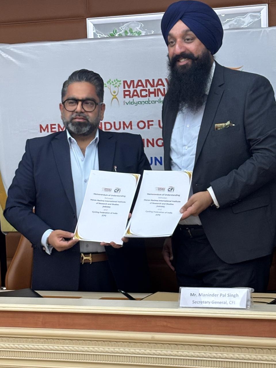 साइक्लिंग को मिलेगा नया आयाम: मानव रचना यूनिवर्सिटी और भारतीय साइक्लिंग महासंघ के बीच ऐतिहासिक समझौता
