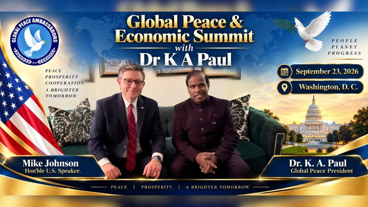 Global Peace Summit 2026: वॉशिंगटन में कल जुटेंगे माइक जॉनसन और डॉ. के. ए. पॉल